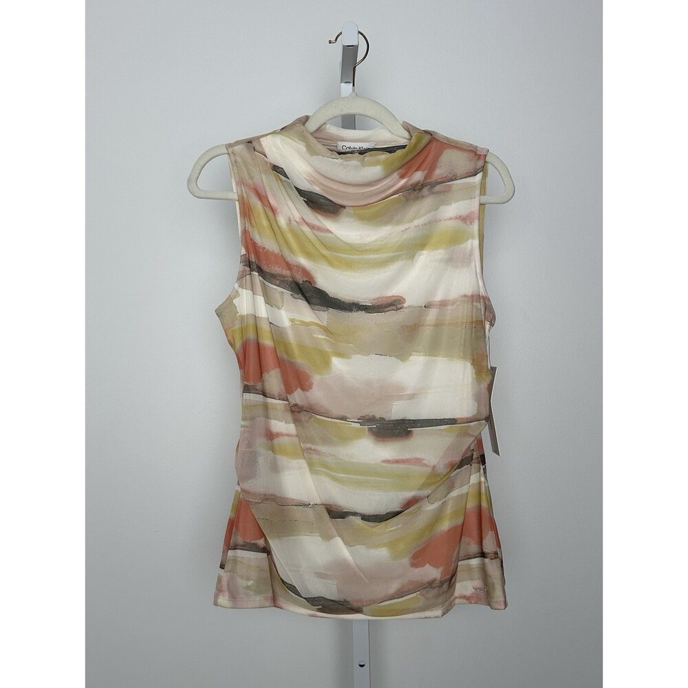 Calvin Klein Lined Mesh Sunset Sleeveless Top Size Large